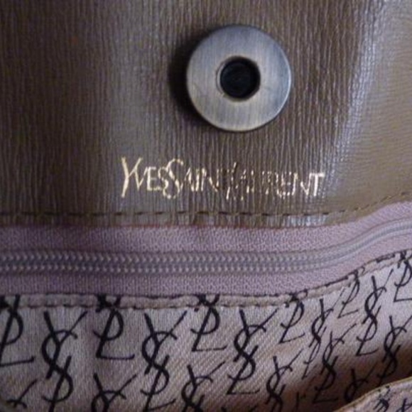 YSL Vintage Pewter Abstract Design Taupe Leather - Picture 5 of 8